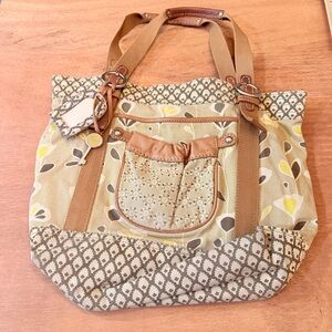 Vintage Fossil Tan Beige Yellow Women's Hobo Bag Tote Purse